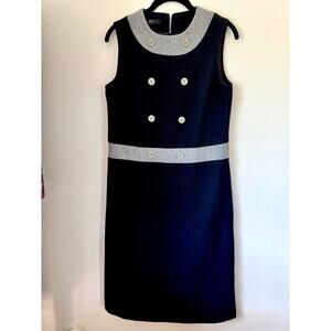 Zenith Italy wool dress size 8 black and grey sleeveless round neck knee length